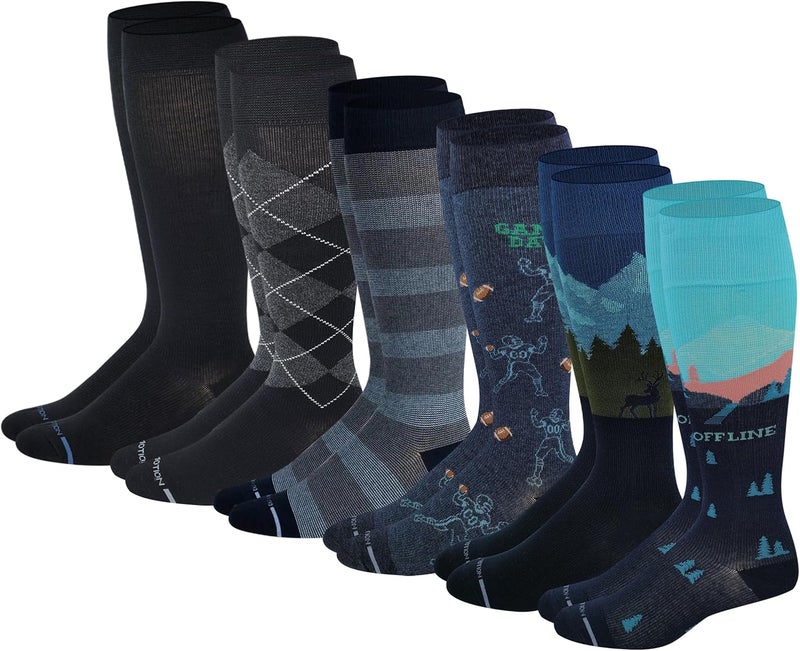 Dr Motion Men 6 pairs pack everyday compression knee high socks - Image 1